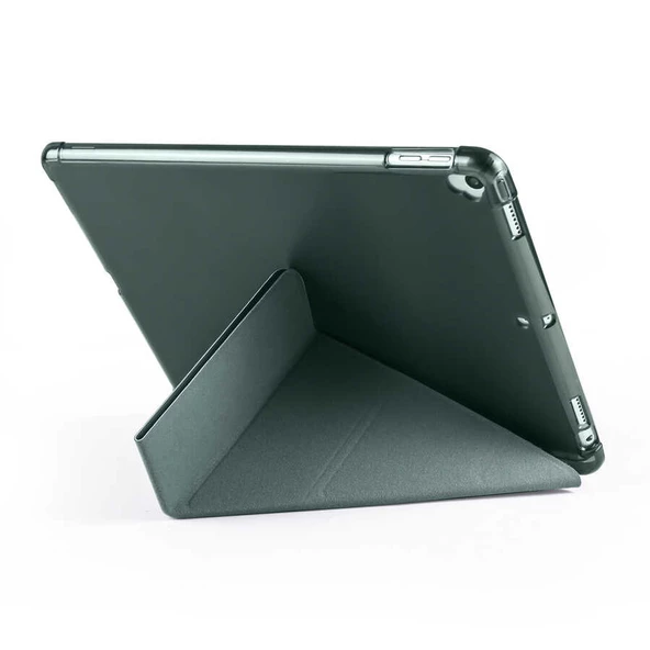 Apple iPad 10.2 2021 (9.Nesil) - Tablet Kılıfı Kalem Bölmeli Korumalı Standlı Tri Folding Kılıf - 5