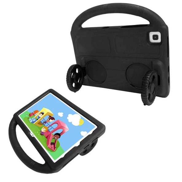 Samsung Galaxy T720 Tab S5E - Tablet Kılıfı Wheel Car Tekerlek Standlı Tablet Eva Silikon Kılıf - 3