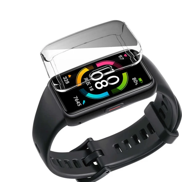 Huawei Band 7 - Kasa ve Ekran Koruyucu Watch Gard 09 Koruyucu Silikon - 4