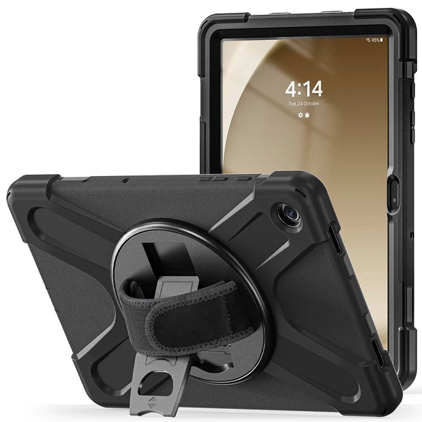 Samsung Galaxy Tab A9 Plus - Tablet Kılıfı Boyun ip Askılı El Tutmaçlı Koruyucu Zırh Tank Defender Kılıf - 8