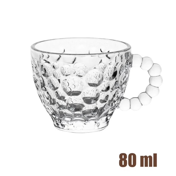 Porsima Cherry Coffee Taşlı Boncuklu Cam Kahve Takımı Çay Fincanı Lüks Kaliteli Cam Fincan 6'lı 80ml - 4