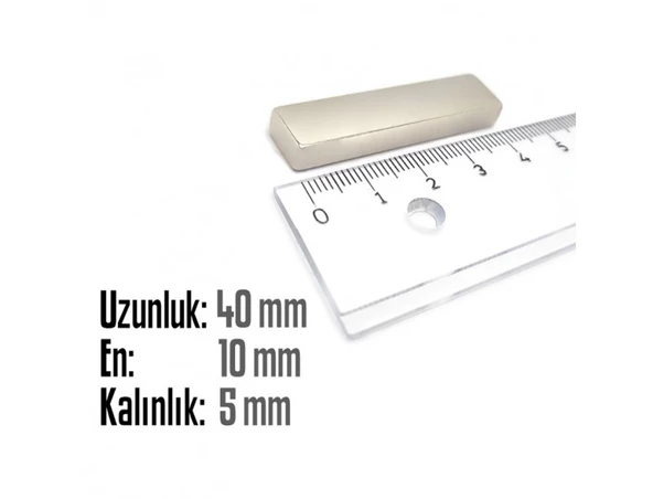 Neodyum Mıknatıs Köşeli 40x10mm , Kalınlık 5 mm ( 1 Adet) - 2