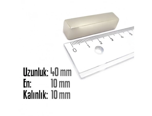 Neodyum Mıknatıs Köşeli  40x10mm , Kalınlık 10 mm ( 1 Adet) - 2
