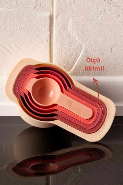 Easy Mix Karıştırma Kabı Seti 9 Parça- Ölçü Kaşığı ve Süzgeçli Turuncu - 4