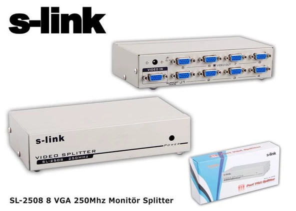 S-link SL-2508 8 VGA 250Mhz Monitör Splitter - 3