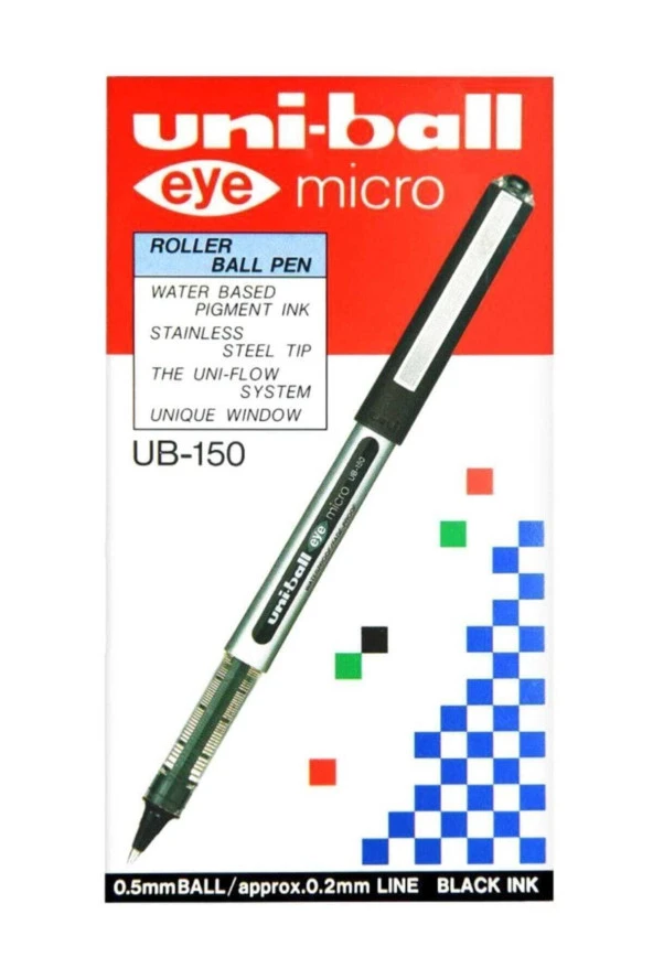 Uni-Ball Roller Kalem Eye Micro Bilye Uç 0.5 MM Siyah UB-150 (12 Li Paket)