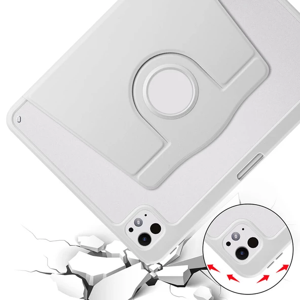 Apple iPad Pro 11 2024 - Tablet Kılıfı Kalem Bölmeli Dönebilen Termik Standlı Kılıf - Resim 2