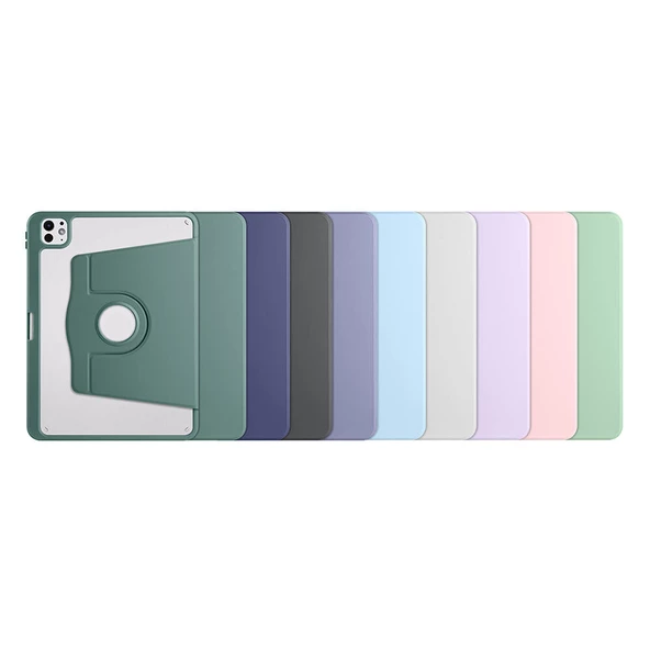 Apple iPad Pro 11 2024 - Tablet Kılıfı Kalem Bölmeli Dönebilen Termik Standlı Kılıf - Resim 6