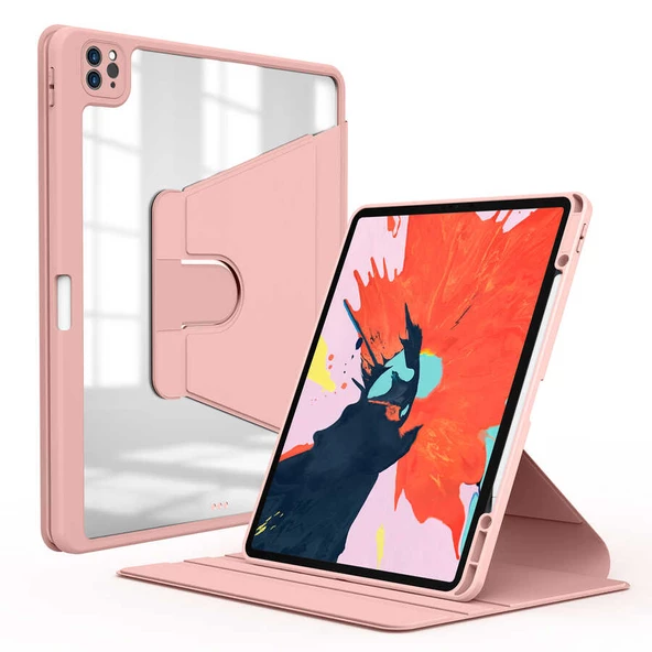 Apple iPad Pro 12.9 2022 M2 - Tablet Kılıfı 360 full Korumalı Yatay Dikey Dönebilen Nayn Standlı Kılıf