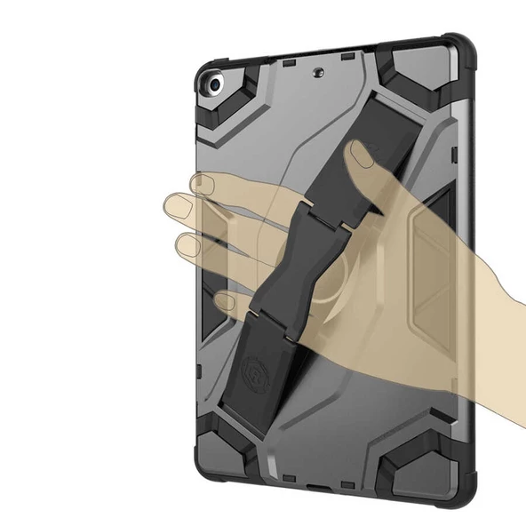 Apple iPad 9.7 2017 (5.Nesil) - Tablet Kılıfı Koruyucu Zırh El Tutmalı Defens Tablet Kılıf - Resim 6