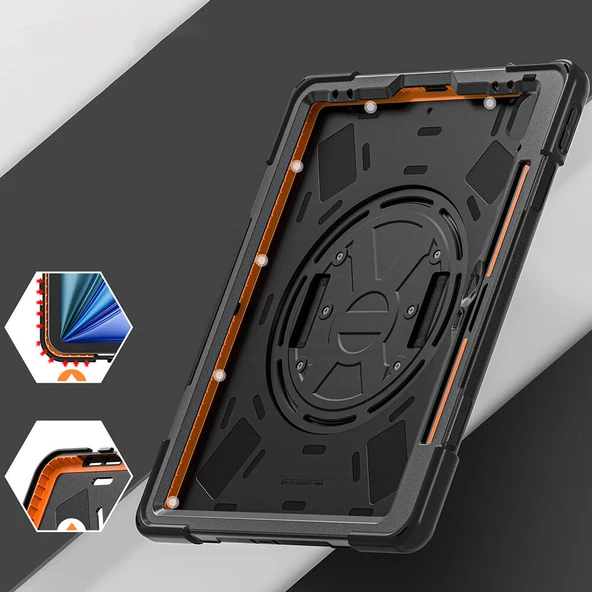 Apple iPad Air 13 2024 - Tablet Kılıfı Boyun ip Askılı El Tutmaçlı Koruyucu Zırh Tank Defender Kılıf - Resim 3