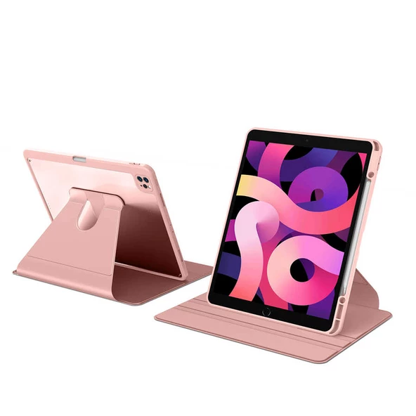 Apple iPad Pro 12.9 2022 M2 - Tablet Kılıfı 360 full Korumalı Yatay Dikey Dönebilen Nayn Standlı Kılıf - 4