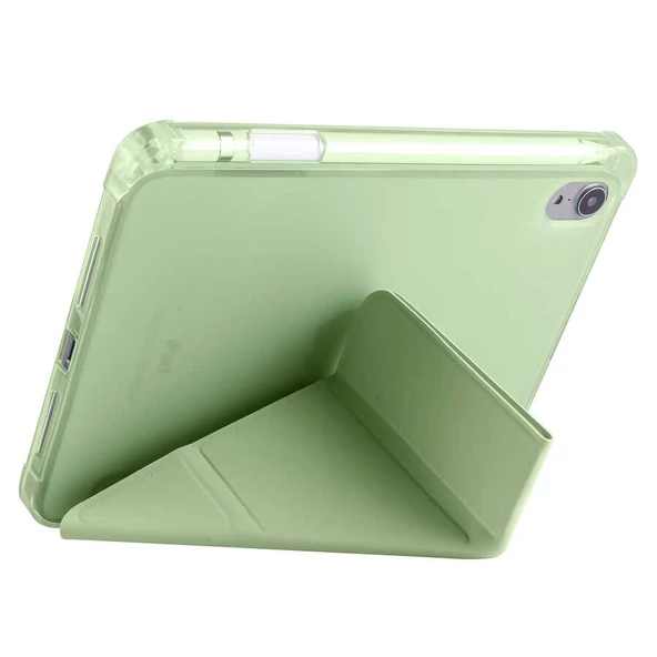 Apple iPad Mini 2021 (6.Nesil) - Tablet Kılıfı Kalem Bölmeli Korumalı Standlı Tri Folding Kılıf - Resim 5