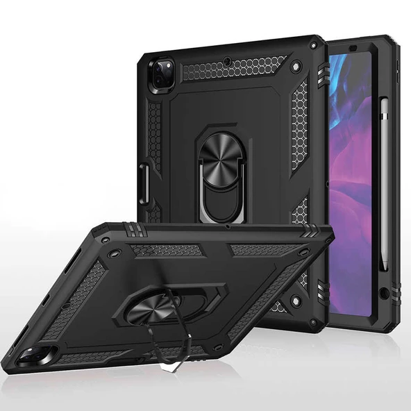 Apple iPad Pro 12.9 2020 (4.Nesil) - Tablet Kılıfı Koruyucu Çift Katman Vega Kapak - 5