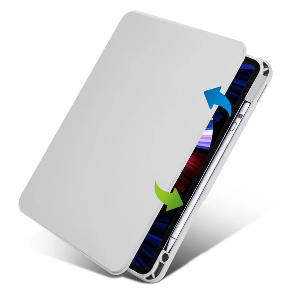 Apple iPad Air 10.9 2022 (5.Nesil) - Tablet Kılıfı Kalem Bölmeli Dönebilen Termik Standlı Kılıf - 2