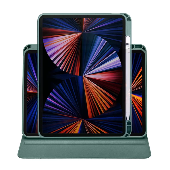 Apple iPad 10.2 2021 (9.Nesil) - Tablet Kılıfı Kalem Bölmeli Dönebilen Termik Standlı Kılıf - Resim 5