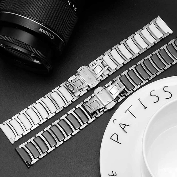 Samsung Watch 46mm 22mm - Kordon Seramik Metal Kordon - Resim 8