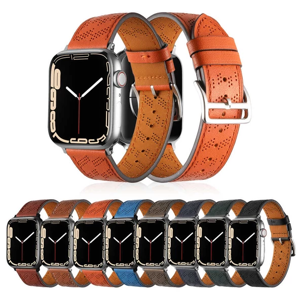 Apple Watch 40mm - Kordon PU Deri Kordon Strap Kayış KRD-76 - 3