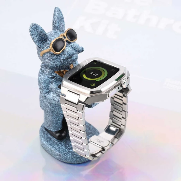 Apple Watch 7 45mm - Kordon Metal Kordon KRD-64 - Resim 2