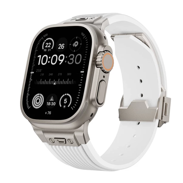 Apple Watch 44mm - Kordon Spor Görünümlü Silikon Kordon KRD-113