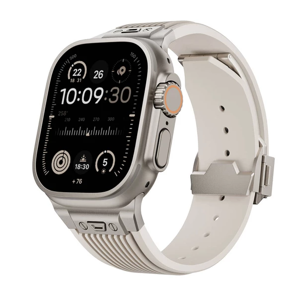Apple Watch 44mm - Kordon Spor Görünümlü Silikon Kordon KRD-113 - 4