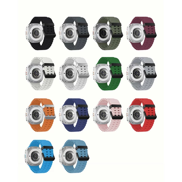 Samsung Watch Ultra 47mm - Kordon Tırtıklı Tasarım Silikon Kordon KRD-118 - Resim 8