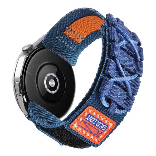 Samsung Watch 46mm 22mm - Kordon Orbital Örgülü Halat Tasarımlı Naylon Kumaş Hasır Kordon KRD-112 - 3