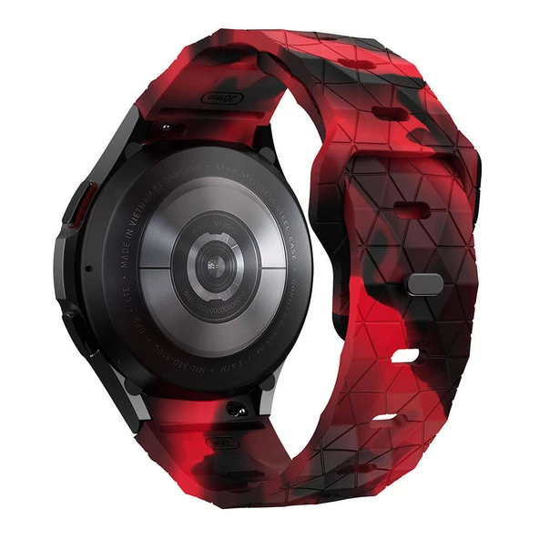 Samsung Watch 5 40mm 20mm - Kordon Futbol Desenli Spor Tasarımlı Silikon Kordon KRD-116 - 6