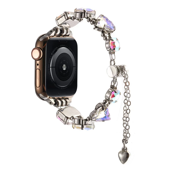Apple Watch 38mm - Kordon Renkli Taş Tasarımlı Kordon KRD-115 - 4