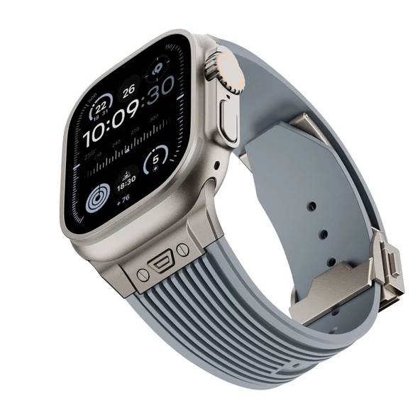 Apple Watch 44mm - Kordon Spor Görünümlü Silikon Kordon KRD-113 - 3