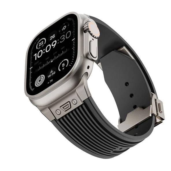 Apple Watch 44mm - Kordon Spor Görünümlü Silikon Kordon KRD-113 - 8