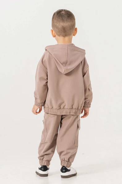 Kapüşonlu Fermuarlı Body Hediyeli 3 Parça Erkek Çocuk Ceketli Takım - 11