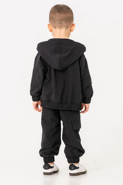 Kapüşonlu Fermuarlı Body Hediyeli 3 Parça Erkek Çocuk Ceketli Takım - 4