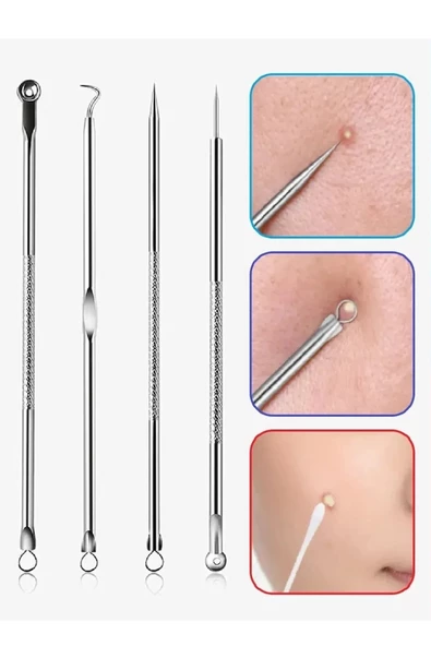8 Fonksiyonlu Sivilce, Akne, Yüz Bakımı, Siyah Nokta Leke Çıkarıcı 4 lü Komedon Seti Cilt Bakım - 2
