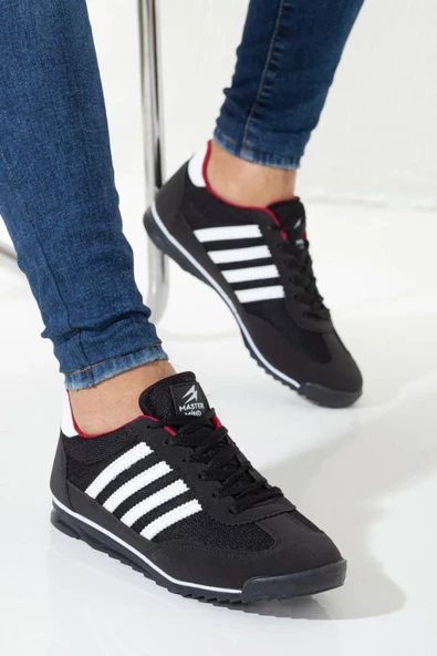 Master Mind Erkek Siyah Kırmızı Yumuşak Taban Konforlu Yüksek Kaliteli Yürüyüş Sneaker Spor Ayakkabı RNMSTR039E