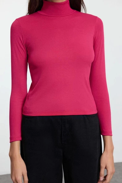 Kadın Moda Şık Regular Balıkçı Yaka Slim Kalıp Örme Yumuşak Kumaşlı Fitted Vücuda Oturan Esnek Bluz