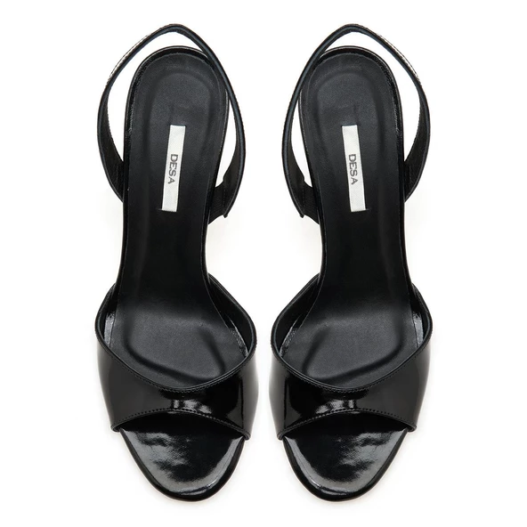 Desa Muni Siyah Kadın Rugan Deri Abiye Sandalet - 4