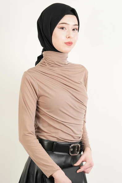 Bayan Kısa Bluz Sandy Bluz Bej - 2