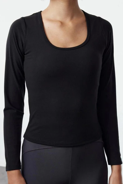 Kadın Crop Slim Fit Kalıp Fırçalı Soft Kumaş 2 Katlı İçi Pedli Reflektör Baskılı Yoga Spor Üst Bluz