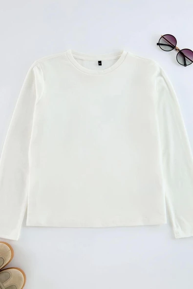 Kadın Moda Şık Büyük Beden Crop Bisiklet Yaka Fitted Kalıp Örme Viskon Vücuda Oturan Esnek Bluz