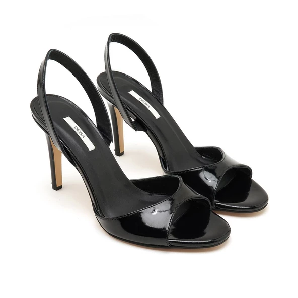 Desa Muni Siyah Kadın Rugan Deri Abiye Sandalet