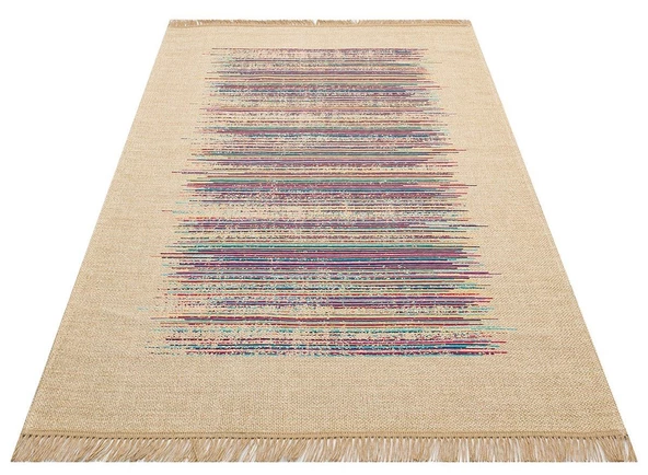 Eko Brooklyn Hasır Görünümlü Kaymaz Renkli Dokuma Modern Kilim BRK02 Renkli - Resim 4
