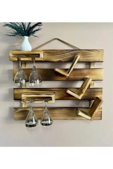 Mini Bar Şaraplık Viski Şampanya Rafı Eskitme