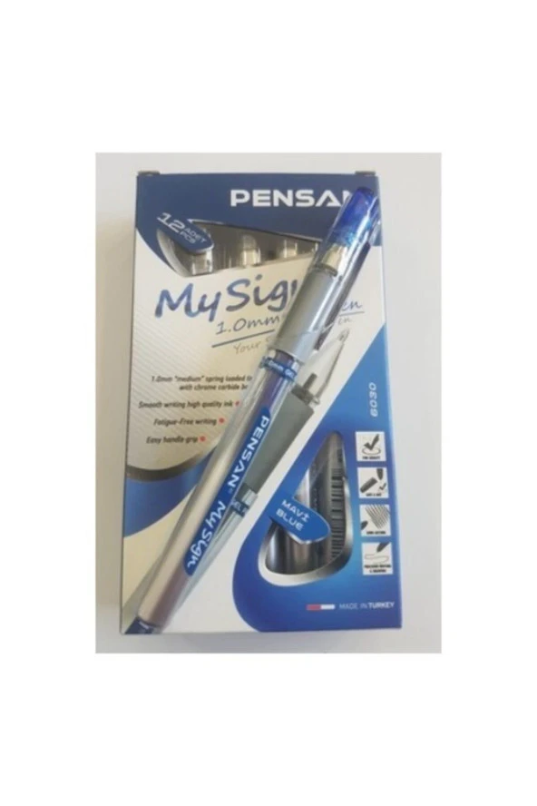 Pensan Roller Kalem My-Sıgn Jel Bilye Uçlu İmza Kalemi 1.0 MM Mavi (12 Li Paket) - Resim 2