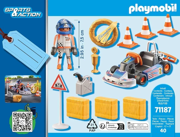 PLAYMOBIL Sports&Action 71187 yarış arabası, zafer çelengi ve daha birçok aksesuar parçası ile, 4 yaşından itibaren - 2