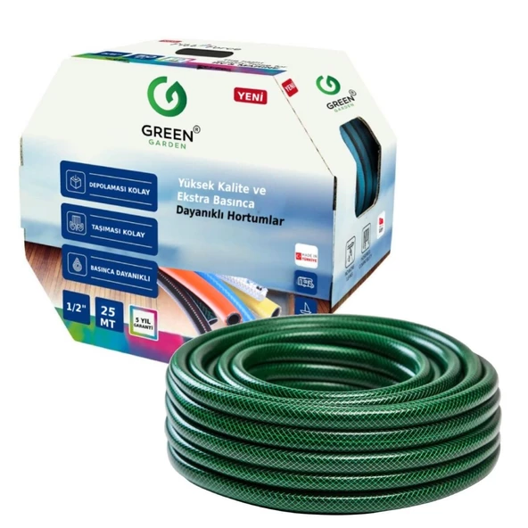 Greengarden 381225 Flex Örgülü Bahçe Hortumu 1/2-25 mt - Resim 2