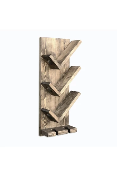 Handmade Mini Bar Viski Şarap Şampanya Rafı Eskitme Dekoratif - 3