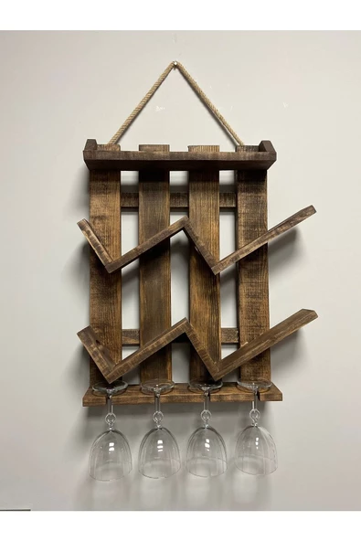 Dekoratif Ahşap Şaraplık Ve Içecek Standı 55x50 - 4
