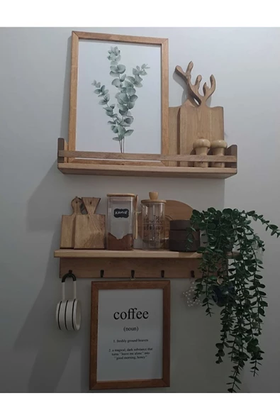 100 Cm Kahve Köşesi 2 Li Raf Set Terek (KÜPE HEDİYELİ) - 2