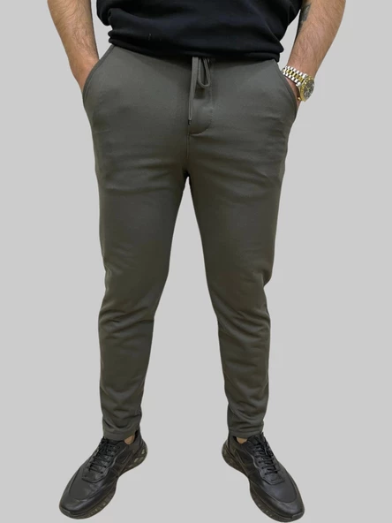 Erkek Runner Jogger Düğmeli Fermuarlı Bağcıklı Haki Kargo Pantolon - 6